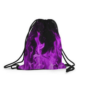 Рюкзак-мешок 3D с принтом Фиолетовый огонь в Новосибирске, 100% полиэстер | плотность ткани — 200 г/м2, размер — 35 х 45 см; лямки — толстые шнурки, застежка на шнуровке, без карманов и подкладки | лиловый | пламя | яркий