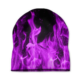 Шапка 3D с принтом Фиолетовый огонь в Новосибирске, 100% полиэстер | универсальный размер, печать по всей поверхности изделия | лиловый | пламя | яркий