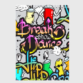 Скетчбук с принтом Graffiti в Новосибирске, 100% бумага
 | 48 листов, плотность листов — 100 г/м2, плотность картонной обложки — 250 г/м2. Листы скреплены сверху удобной пружинной спиралью | Тематика изображения на принте: break | dance | graffiti | hip hop | rap | граффити | рэп | скейтборд | хип хоп