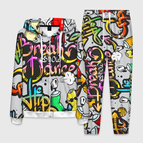 Мужской костюм 3D с принтом Graffiti в Новосибирске, 100% полиэстер | Манжеты и пояс оформлены тканевой резинкой, двухслойный капюшон со шнурком для регулировки, карманы спереди | break | dance | graffiti | hip hop | rap | граффити | рэп | скейтборд | хип хоп