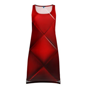 Платье-майка 3D с принтом Red squares в Новосибирске, 100% полиэстер | полуприлегающий силуэт, широкие бретели, круглый вырез горловины, удлиненный подол сзади. | Тематика изображения на принте: абстракция | геометрия | квадрат | текстура