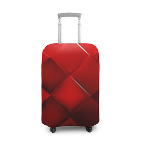 Чехол для чемодана 3D с принтом Red squares в Новосибирске, 86% полиэфир, 14% спандекс | двустороннее нанесение принта, прорези для ручек и колес | Тематика изображения на принте: абстракция | геометрия | квадрат | текстура