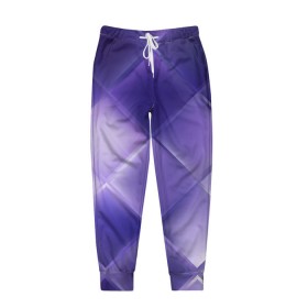 Мужские брюки 3D с принтом Фиолетовые грани в Новосибирске, 100% полиэстер | манжеты по низу, эластичный пояс регулируется шнурком, по бокам два кармана без застежек, внутренняя часть кармана из мелкой сетки | абстракция | геометрия | квадрат | текстура | фиолетовый