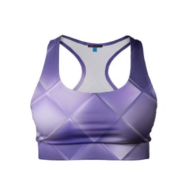 Женский спортивный топ 3D с принтом Фиолетовые грани в Новосибирске, 82% полиэстер, 18% спандекс Ткань безопасна для здоровья, позволяет коже дышать, не мнется и не растягивается |  | абстракция | геометрия | квадрат | текстура | фиолетовый