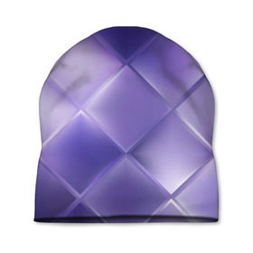 Шапка 3D с принтом Фиолетовые грани в Новосибирске, 100% полиэстер | универсальный размер, печать по всей поверхности изделия | абстракция | геометрия | квадрат | текстура | фиолетовый