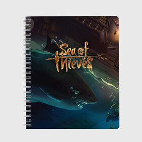 Тетрадь с принтом Sea of thieves в Новосибирске, 100% бумага | 48 листов, плотность листов — 60 г/м2, плотность картонной обложки — 250 г/м2. Листы скреплены сбоку удобной пружинной спиралью. Уголки страниц и обложки скругленные. Цвет линий — светло-серый
 | sea of thieves