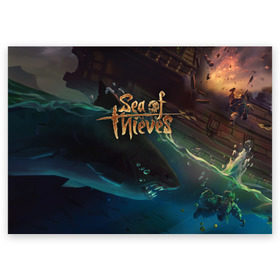 Поздравительная открытка с принтом Sea of thieves в Новосибирске, 100% бумага | плотность бумаги 280 г/м2, матовая, на обратной стороне линовка и место для марки
 | Тематика изображения на принте: sea of thieves