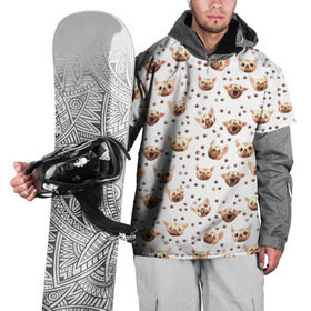 Накидка на куртку 3D с принтом Собаки Паттерн в Новосибирске, 100% полиэстер |  | акварель | лапа | лапки | мопс | пес | псы | след | собакен | чихуа
