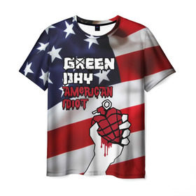 Мужская футболка 3D с принтом Green Day American Idiot в Новосибирске, 100% полиэфир | прямой крой, круглый вырез горловины, длина до линии бедер | american idiot | green day | альтернативный | билли джо армстронг | грин дей | группа | зелёный день | майк дёрнт | музыка | панк | поп | поппанк | рок | сша | тре кул | флаг