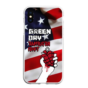 Чехол для iPhone XS Max матовый с принтом Green Day American Idiot в Новосибирске, Силикон | Область печати: задняя сторона чехла, без боковых панелей | american idiot | green day | альтернативный | билли джо армстронг | грин дей | группа | зелёный день | майк дёрнт | музыка | панк | поп | поппанк | рок | сша | тре кул | флаг