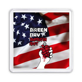 Магнит 55*55 с принтом Green Day American Idiot в Новосибирске, Пластик | Размер: 65*65 мм; Размер печати: 55*55 мм | Тематика изображения на принте: american idiot | green day | альтернативный | билли джо армстронг | грин дей | группа | зелёный день | майк дёрнт | музыка | панк | поп | поппанк | рок | сша | тре кул | флаг