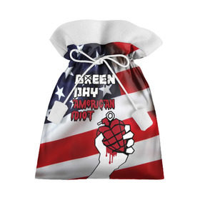 Подарочный 3D мешок с принтом Green Day American Idiot в Новосибирске, 100% полиэстер | Размер: 29*39 см | Тематика изображения на принте: american idiot | green day | альтернативный | билли джо армстронг | грин дей | группа | зелёный день | майк дёрнт | музыка | панк | поп | поппанк | рок | сша | тре кул | флаг