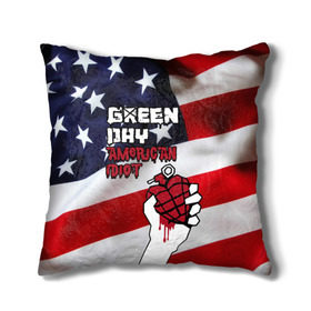 Подушка 3D с принтом Green Day American Idiot в Новосибирске, наволочка – 100% полиэстер, наполнитель – холлофайбер (легкий наполнитель, не вызывает аллергию). | состоит из подушки и наволочки. Наволочка на молнии, легко снимается для стирки | american idiot | green day | альтернативный | билли джо армстронг | грин дей | группа | зелёный день | майк дёрнт | музыка | панк | поп | поппанк | рок | сша | тре кул | флаг