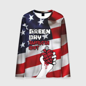 Мужской лонгслив 3D с принтом Green Day American Idiot в Новосибирске, 100% полиэстер | длинные рукава, круглый вырез горловины, полуприлегающий силуэт | american idiot | green day | альтернативный | билли джо армстронг | грин дей | группа | зелёный день | майк дёрнт | музыка | панк | поп | поппанк | рок | сша | тре кул | флаг