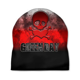 Шапка 3D с принтом Череп и сердце Green Day в Новосибирске, 100% полиэстер | универсальный размер, печать по всей поверхности изделия | Тематика изображения на принте: american idiot | green day | альтернативный | билли джо армстронг | грин дей | группа | зелёный день | кости | майк дёрнт | музыка | надпись | панк | поп | поппанк | рок | тре кул | флаг | череп