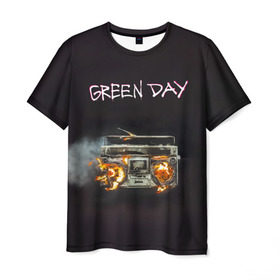 Мужская футболка 3D с принтом Green Day магнитофон в огне в Новосибирске, 100% полиэфир | прямой крой, круглый вырез горловины, длина до линии бедер | Тематика изображения на принте: american idiot | green day | альтернативный | билли джо армстронг | грин дей | группа | зелёный день | майк дёрнт | музыка | панк | поп | поппанк | рок | тре кул