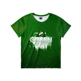 Детская футболка 3D с принтом Зелень Green Day в Новосибирске, 100% гипоаллергенный полиэфир | прямой крой, круглый вырез горловины, длина до линии бедер, чуть спущенное плечо, ткань немного тянется | american idiot | green day | альтернативный | билли джо армстронг | грин дей | группа | зелёный день | майк дёрнт | музыка | панк | поп | поппанк | поцелуй | рок | тре кул