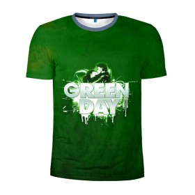 Мужская футболка 3D спортивная с принтом Зелень Green Day в Новосибирске, 100% полиэстер с улучшенными характеристиками | приталенный силуэт, круглая горловина, широкие плечи, сужается к линии бедра | american idiot | green day | альтернативный | билли джо армстронг | грин дей | группа | зелёный день | майк дёрнт | музыка | панк | поп | поппанк | поцелуй | рок | тре кул