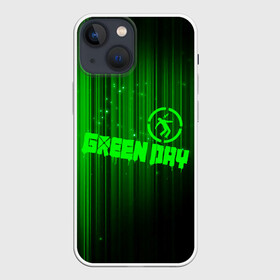 Чехол для iPhone 13 mini с принтом Green Day лучи в Новосибирске,  |  | Тематика изображения на принте: american idiot | green day | альтернативный | билли джо армстронг | грин дей | группа | зелёный день | майк дёрнт | музыка | надпись | панк | поп | поппанк | рок | тре кул