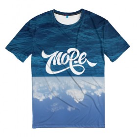 Мужская футболка 3D с принтом Море в Новосибирске, 100% полиэфир | прямой крой, круглый вырез горловины, длина до линии бедер | beach | miami | граффити | майами | море | надписи | небо