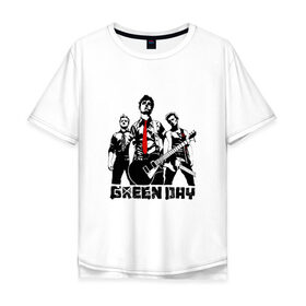 Мужская футболка хлопок Oversize с принтом Группа Green Day в Новосибирске, 100% хлопок | свободный крой, круглый ворот, “спинка” длиннее передней части | american idiot | green day | альтернативный | билли джо армстронг | грин дей | группа | зелёный день | майк дёрнт | музыка | надпись | панк | поп | поппанк | рок | тре кул