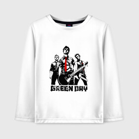 Детский лонгслив хлопок с принтом Группа Green Day в Новосибирске, 100% хлопок | круглый вырез горловины, полуприлегающий силуэт, длина до линии бедер | american idiot | green day | альтернативный | билли джо армстронг | грин дей | группа | зелёный день | майк дёрнт | музыка | надпись | панк | поп | поппанк | рок | тре кул