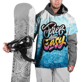 Накидка на куртку 3D с принтом Free and Easy в Новосибирске, 100% полиэстер |  | beach | miami | граффити | желтый | закат | краски | лед | майами | надписи | панама | пляж | розовый | солнце | фламинго | яркие