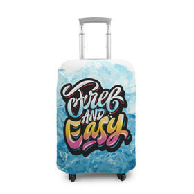 Чехол для чемодана 3D с принтом Free and Easy в Новосибирске, 86% полиэфир, 14% спандекс | двустороннее нанесение принта, прорези для ручек и колес | beach | miami | граффити | желтый | закат | краски | лед | майами | надписи | панама | пляж | розовый | солнце | фламинго | яркие