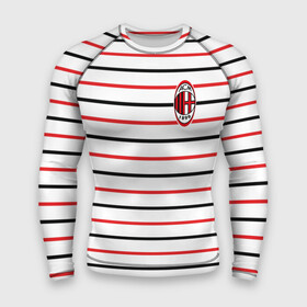 Мужской рашгард 3D с принтом AC Milan   Stripe white в Новосибирске,  |  | ac | fc | football | milan | милан | футбол