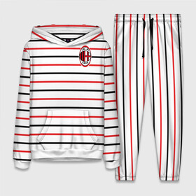 Женский костюм 3D (с толстовкой) с принтом AC Milan   Stripe white в Новосибирске,  |  | ac | fc | football | milan | милан | футбол