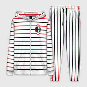 Женский костюм 3D с принтом AC Milan   Stripe white в Новосибирске,  |  | ac | fc | football | milan | милан | футбол