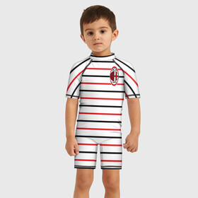 Детский купальный костюм 3D с принтом AC Milan - Stripe white в Новосибирске, Полиэстер 85%, Спандекс 15% | застежка на молнии на спине | ac | fc | football | milan | милан | футбол
