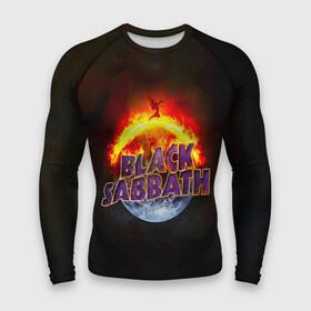 Мужской рашгард 3D с принтом Black Sabbath земля в огне в Новосибирске,  |  | black sabbath | группа | метал | надпись | оззи | осборн | хард рок | хеви метал