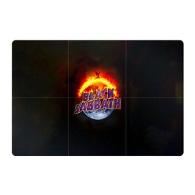 Магнитный плакат 3Х2 с принтом Black Sabbath земля в огне в Новосибирске, Полимерный материал с магнитным слоем | 6 деталей размером 9*9 см | Тематика изображения на принте: black sabbath | группа | метал | надпись | оззи | осборн | хард рок | хеви метал