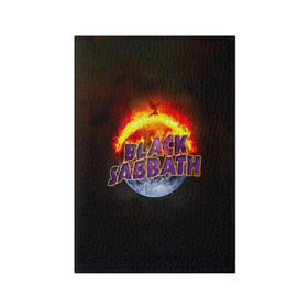 Обложка для паспорта матовая кожа с принтом Black Sabbath земля в огне в Новосибирске, натуральная матовая кожа | размер 19,3 х 13,7 см; прозрачные пластиковые крепления | black sabbath | группа | метал | надпись | оззи | осборн | хард рок | хеви метал