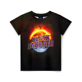 Детская футболка 3D с принтом Black Sabbath земля в огне в Новосибирске, 100% гипоаллергенный полиэфир | прямой крой, круглый вырез горловины, длина до линии бедер, чуть спущенное плечо, ткань немного тянется | black sabbath | группа | метал | надпись | оззи | осборн | хард рок | хеви метал