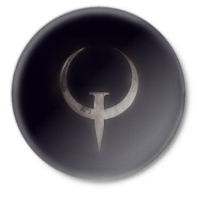 Значок с принтом Quake champions в Новосибирске,  металл | круглая форма, металлическая застежка в виде булавки | Тематика изображения на принте: quake