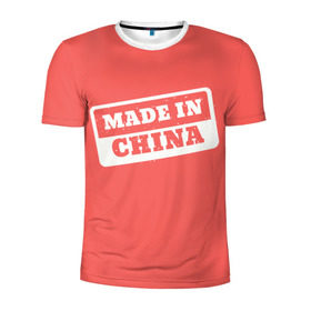 Мужская футболка 3D спортивная с принтом Made in China в Новосибирске, 100% полиэстер с улучшенными характеристиками | приталенный силуэт, круглая горловина, широкие плечи, сужается к линии бедра | Тематика изображения на принте: китай | красный | надпись | сделано | страна | турист