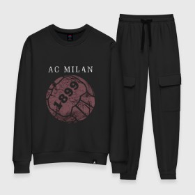 Женский костюм хлопок с принтом AC Milan - 1899 Vintage (2018) в Новосибирске, 100% хлопок | на свитшоте круглая горловина, мягкая резинка по низу. Брюки заужены к низу, на них два вида карманов: два 