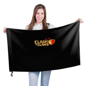 Флаг 3D с принтом Clash of Clans в Новосибирске, 100% полиэстер | плотность ткани — 95 г/м2, размер — 67 х 109 см. Принт наносится с одной стороны | игра | кланс | клэш | онлайн | оф | стратегия