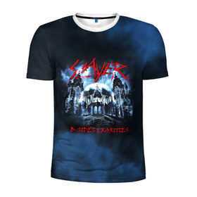Мужская футболка 3D спортивная с принтом Череп Slayer в Новосибирске, 100% полиэстер с улучшенными характеристиками | приталенный силуэт, круглая горловина, широкие плечи, сужается к линии бедра | slayer | группа | гэри холт | замок | керри кинг | метал | музыка | песни | пол бостаф | рок | слеар | слеер | слеяр | том арайа | трэш метал | тяжелый рок | хеви метал | череп