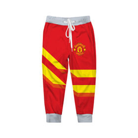 Детские брюки 3D с принтом Manchester United 2018 #3 в Новосибирске, 100% полиэстер | манжеты по низу, эластичный пояс регулируется шнурком, по бокам два кармана без застежек, внутренняя часть кармана из мелкой сетки | 