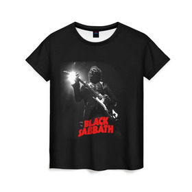 Женская футболка 3D с принтом Black Sabbath в Новосибирске, 100% полиэфир ( синтетическое хлопкоподобное полотно) | прямой крой, круглый вырез горловины, длина до линии бедер | black sabbath | ozzy osbourne | билл уорд | гизер батлер | гитара | группа | метал | музыка | надпись | оззи | осборн | песни | рок | солист | тони айомми | хард рок | хеви метал