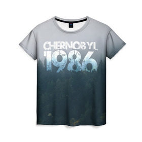 Женская футболка 3D с принтом Чернобыль 1986 в Новосибирске, 100% полиэфир ( синтетическое хлопкоподобное полотно) | прямой крой, круглый вырез горловины, длина до линии бедер | 1986 | дым | завод | лес | опасность | радиация | чаэс | чернобыль | экология