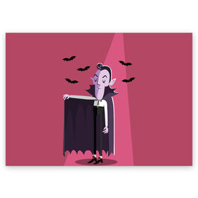 Поздравительная открытка с принтом Дракула в Новосибирске, 100% бумага | плотность бумаги 280 г/м2, матовая, на обратной стороне линовка и место для марки
 | dracula | halloween | helloween | вампир | день всех святых | детям | для детей | хеллоуин | хеловин | хэллоуин