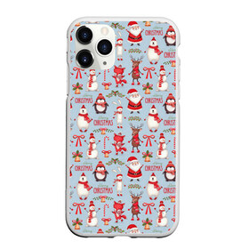 Чехол для iPhone 11 Pro матовый с принтом Рождественская Милота в Новосибирске, Силикон |  | дед мороз | заяц | колокольчик | лиса | лисичка | медведь | олень | омела | пингвин | санта клаус
