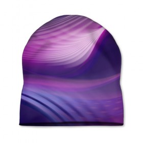 Шапка 3D с принтом Фиолетовые Волны в Новосибирске, 100% полиэстер | универсальный размер, печать по всей поверхности изделия | линии | узоры | фиолетовый | цвет