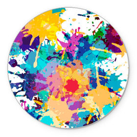 Коврик круглый с принтом Пятна краски в Новосибирске, резина и полиэстер | круглая форма, изображение наносится на всю лицевую часть | Тематика изображения на принте: абстракция | брызги | краска | пятно