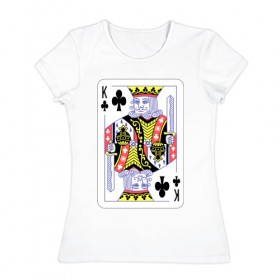 Женская футболка хлопок с принтом Король треф в Новосибирске, 100% хлопок | прямой крой, круглый вырез горловины, длина до линии бедер, слегка спущенное плечо | карты | колода | крести | масть