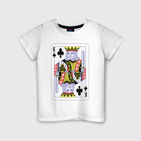 Детская футболка хлопок с принтом Король треф в Новосибирске, 100% хлопок | круглый вырез горловины, полуприлегающий силуэт, длина до линии бедер | карты | колода | крести | масть